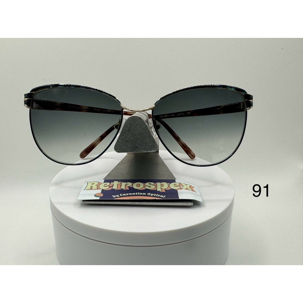 Vintage Oversize Sunglasses NOS G15 Lens Geoffrey Beene 1030 Green/Gold Frame